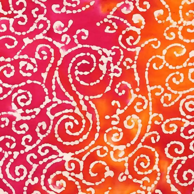 Baumwollstoff Batik Rot/Orange Sichere Zahlung