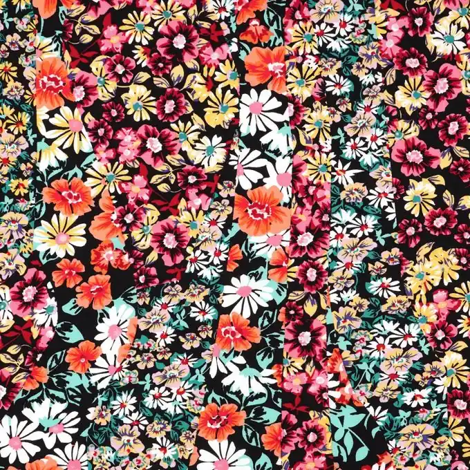 Popelline Viskose Blumen Solange Der Vorrat Reicht