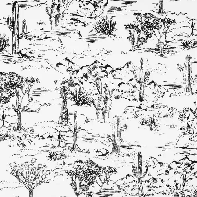 Echt Popeline Viskose Wüste Schwarz/Weiß