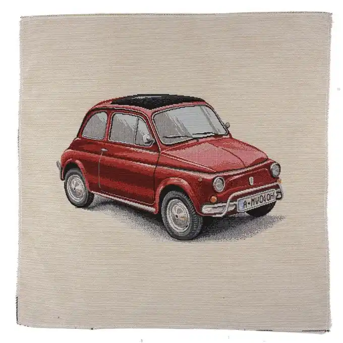 Markenware Stoffabschnitt Jacquard Fiat 500