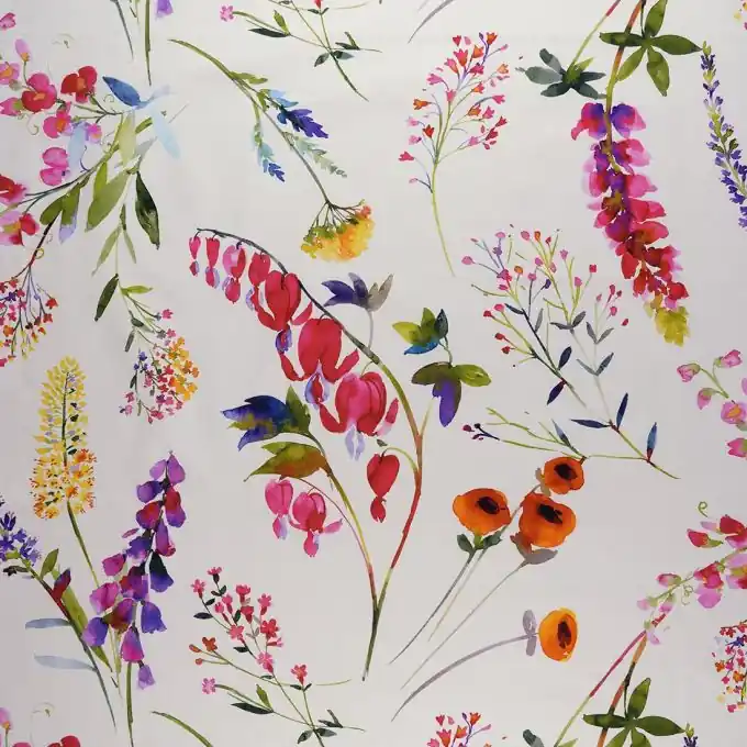 Dicker Baumwollstoff Weiß Blumen Abverkauf