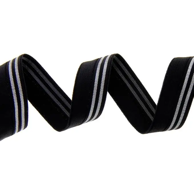Neu Gummiband Schwarz/Silbern – 20mm