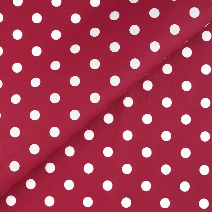 Cretonne beschichtet Rot Weiße Punkte Schnäppchen