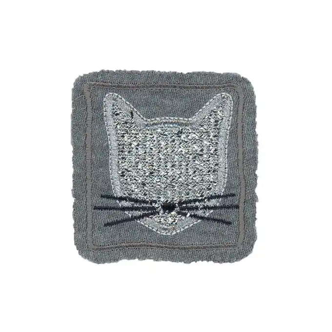 Sonderangebot Bügelbild Katze Silbern