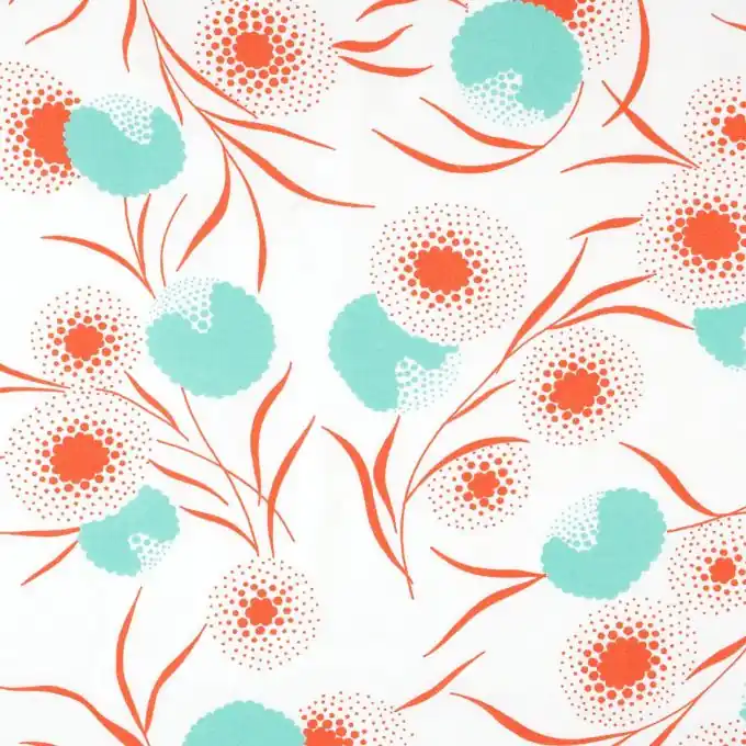 Popeline Baumwolle Pusteblume Orange Zertifiziert