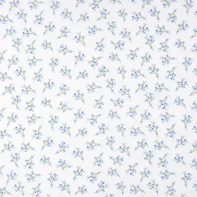 Batist Bio Baumwolle Blaue Blüten Preiswert
