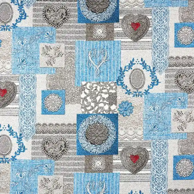 Jacquard Clara Herzen Blau Top-Angebot