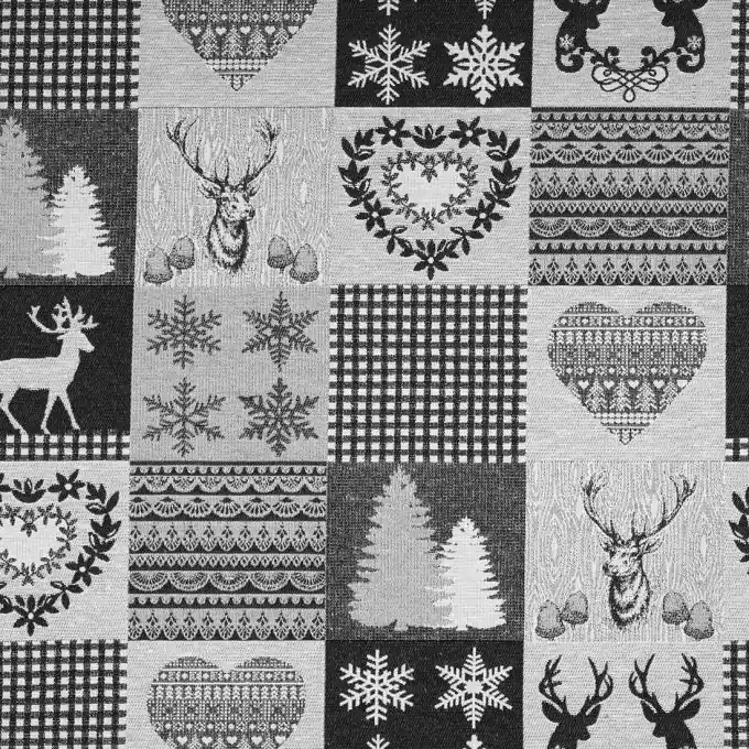 Begrenztes Angebot Jacquard Hirsche Grau/Weiß extra breit