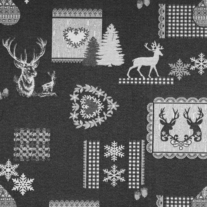 Ausverkauf Jacquard Hirsche Schwarz/Grau extra breit