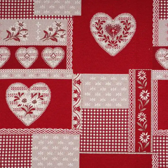 Jacquard Rot Herzen extra breit Geprüft
