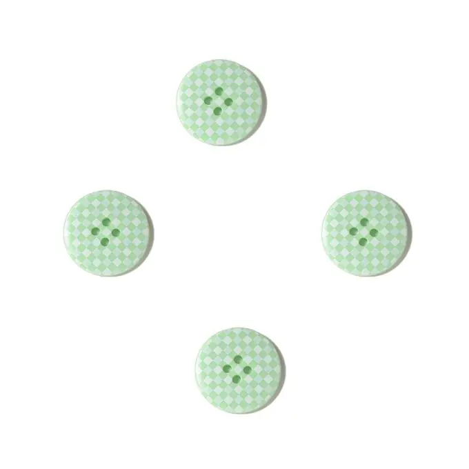 Kracherpreis Knöpfe Vichy mit Punkten grün weiß 25 mm