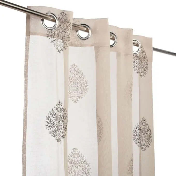 Bestickter Voile Vorhang Taupe 140×260 cm Abverkauf