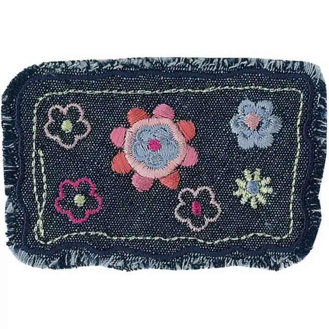 Rabatt Bügelbild Blumen Fransen