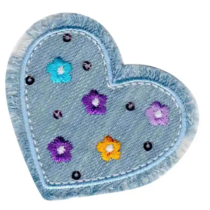 Bügelbild Jean fransen Blumen Letzte Chance