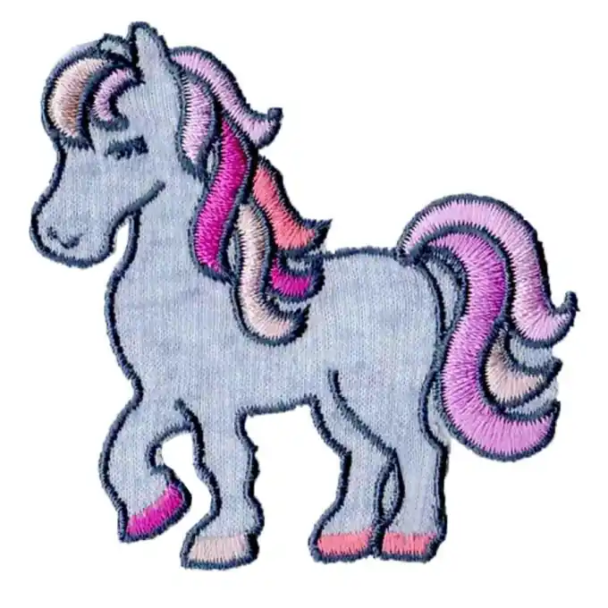 Garantierte Lieferung Bügelbild Pony blau rosa