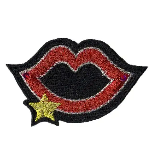 Expressversand Bügelbild Mund Stern Lippen