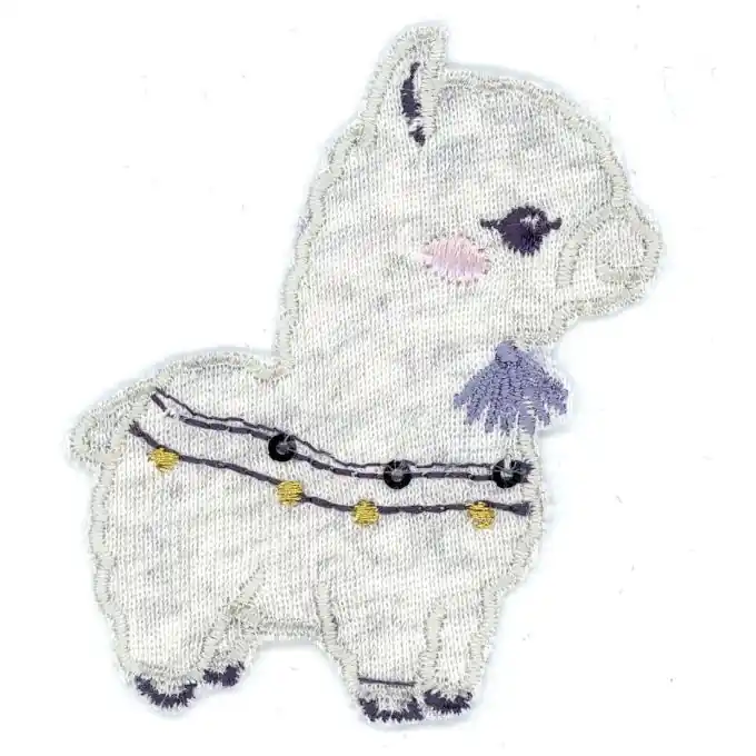 Bügelbild Alpaka Jersey grau Neue Ware