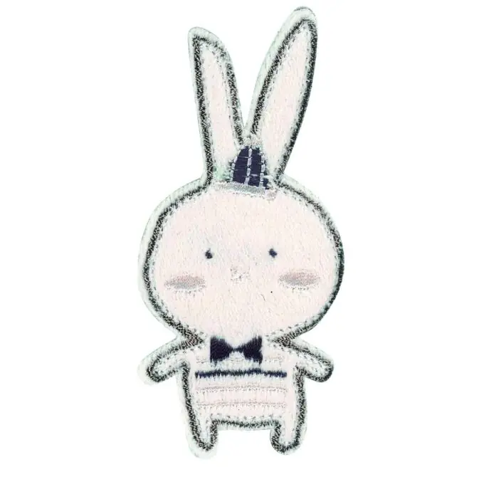 Original Bügelbild Kaninchen weiß