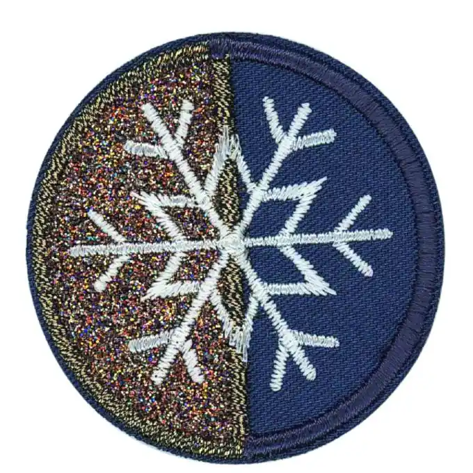 Neuheit Bügelbild Blau / Glitter Schneeflocken