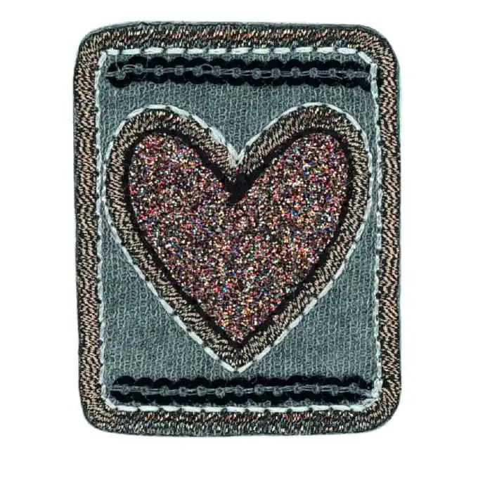 Jetzt Zugreifen Bügelbild Herz strass grau