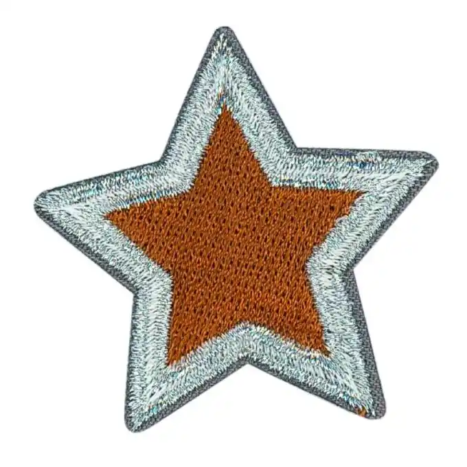 Billig Bügelbild Stern orange silberfarben