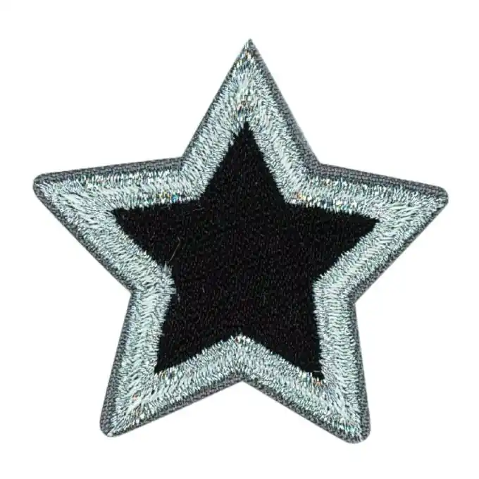 Bügelbild Stern schwarz silberfarben Abverkauf