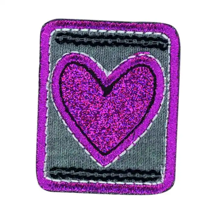 Bügelbild Herz Lila Glitter Bestseller