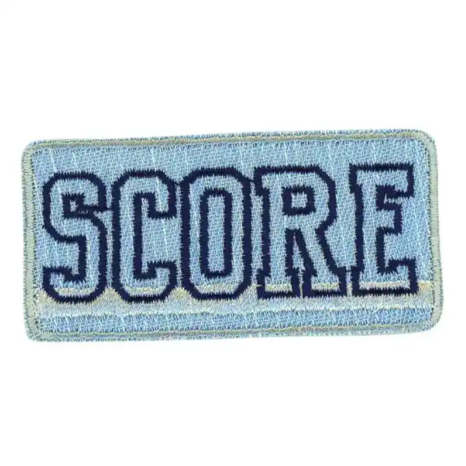 Garantierte Lieferung Bügelbild Score hellblau