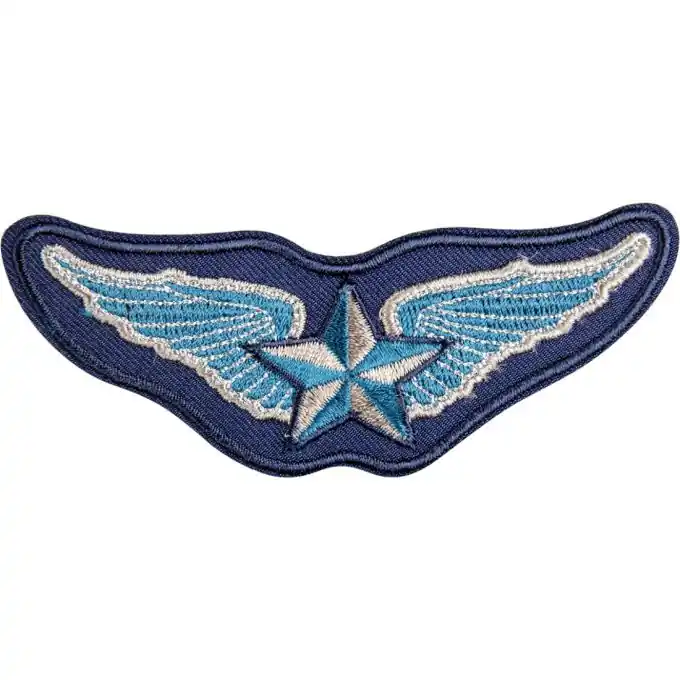 Schneller Versand Bügelbild Stern Feder blau