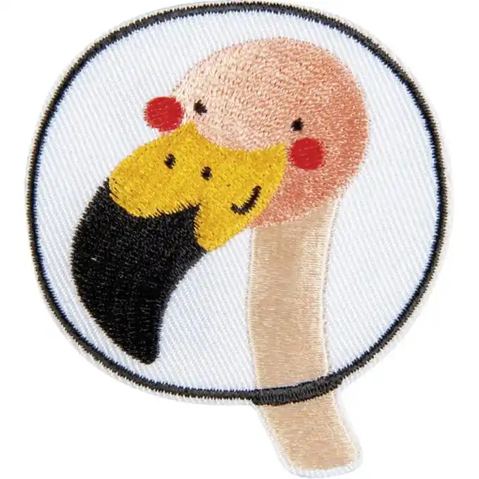 Handgefertigt Bügelbild Space Flamingo