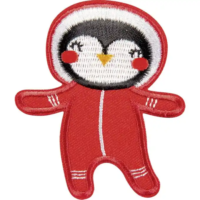Bügelbild Space Pinguin rot Günstig