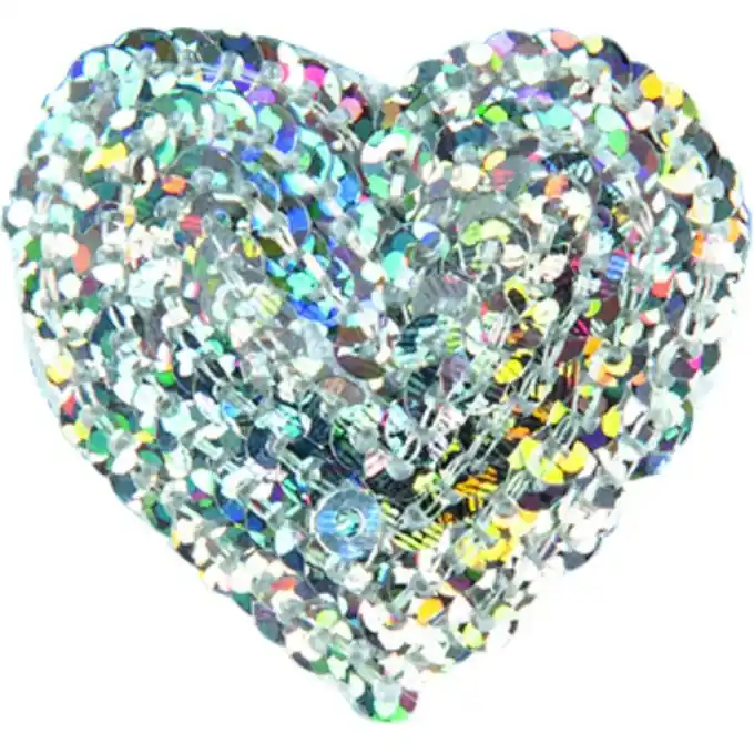 Bügelbild Herz Silberfarben Exklusiv