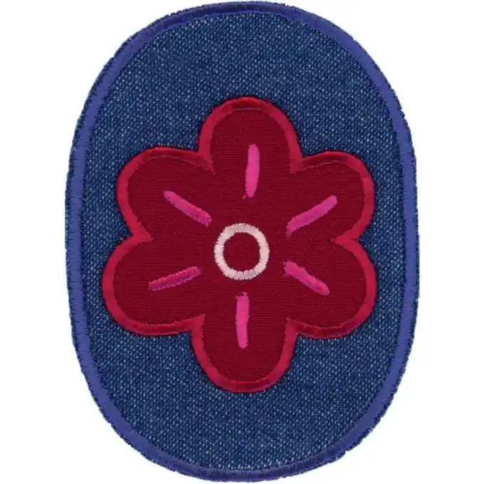 Bügelbild Blum Rosa Jeans Premium