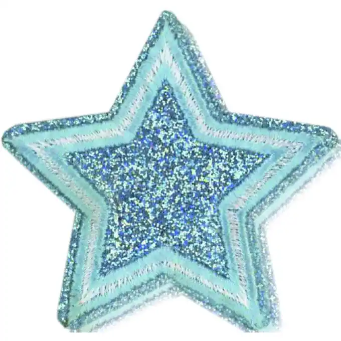 Bügelbild Stern Glitter Blau Gratis Versand