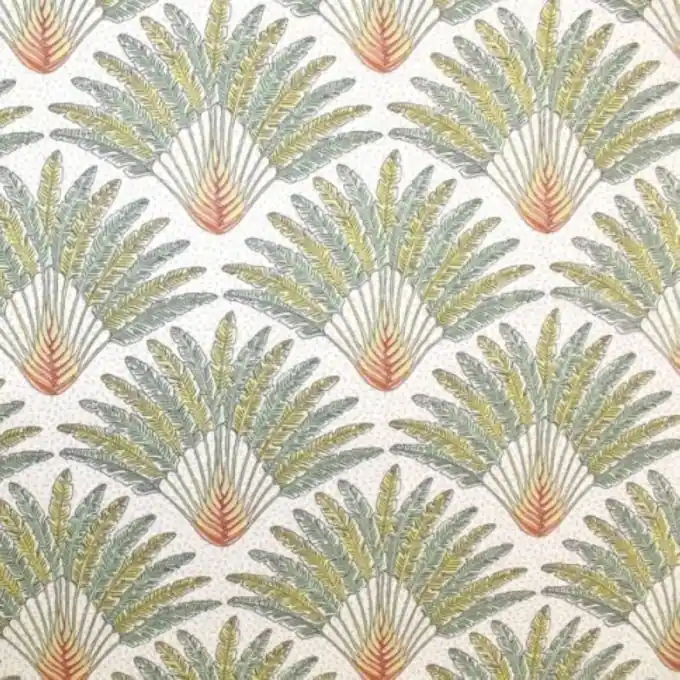 Baumwollstoff Fächermotiv Weiß Preis Gesenkt