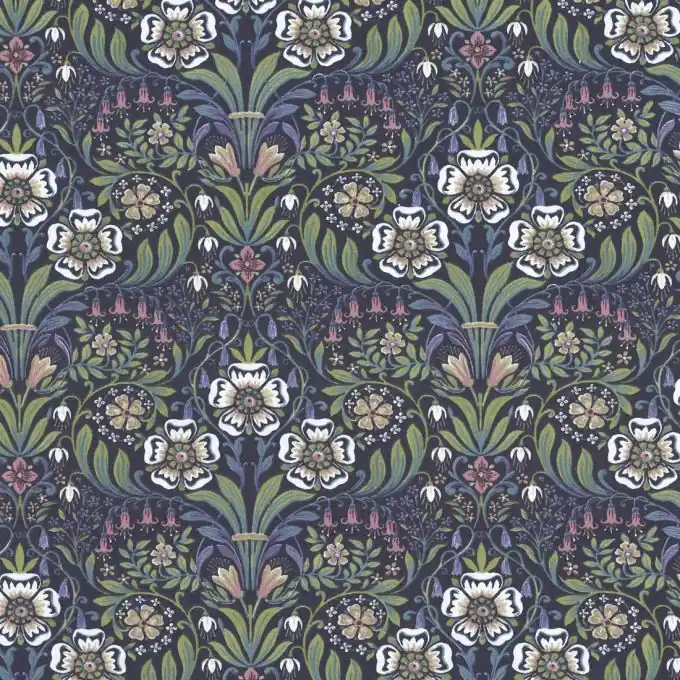Abverkauf Dicker Baumwollstoff Blumen dunkelblau