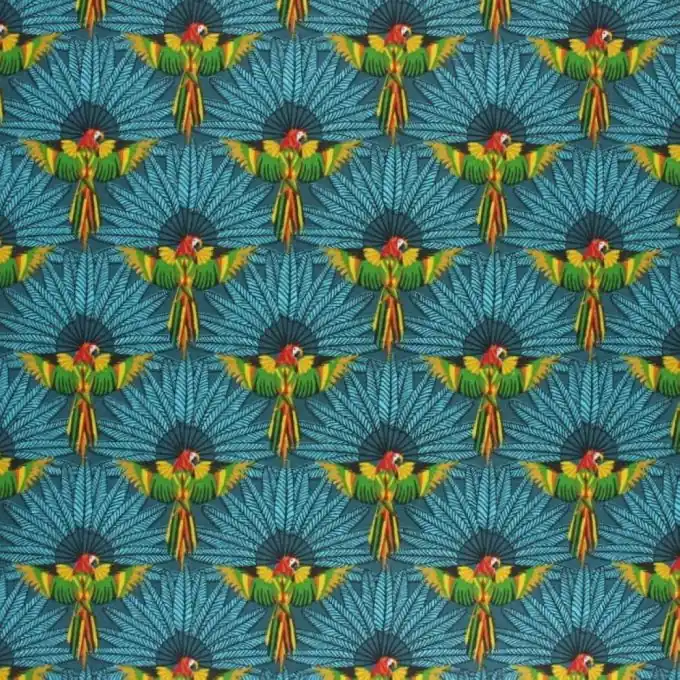 Gratis Versand Baumwollstoff Papageien Blau