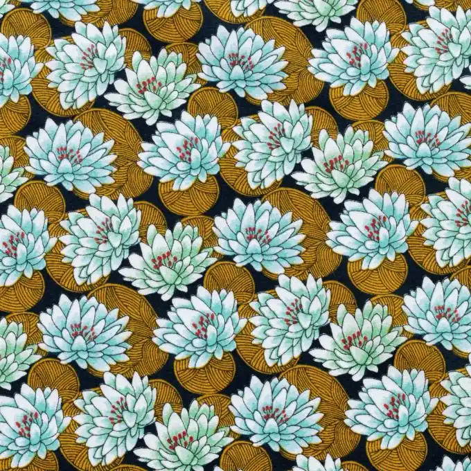 Heißes Angebot Baumwollstoff Seerose Jade