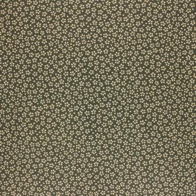 Exklusiv Baumwollstoff Blüten Khaki