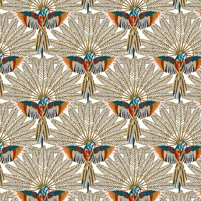 Jacquard Carlos Papageien Weiß Echt