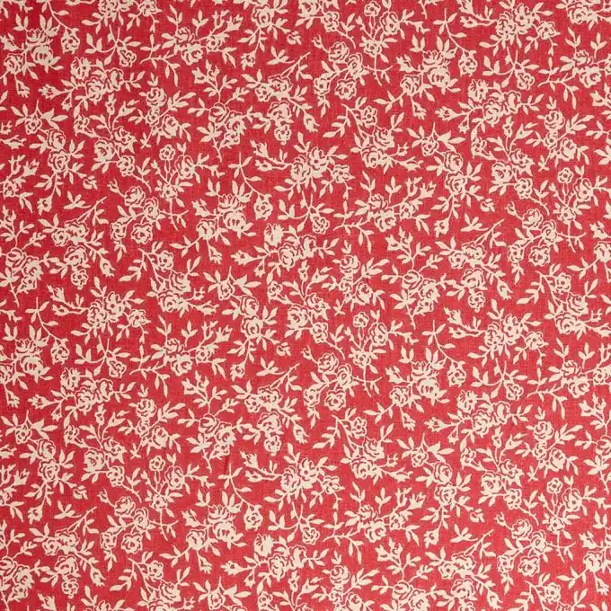 Bestseller Roter Cretonne-Stoff Florie mit beigen Blumen 160cm