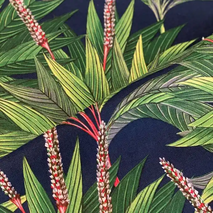 Baumwollstoff Small Palm Blau Echt