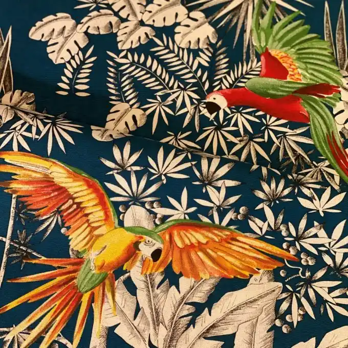 Wochenendangebot Baumwollstoff Perroquets Mania Gelb/Grün