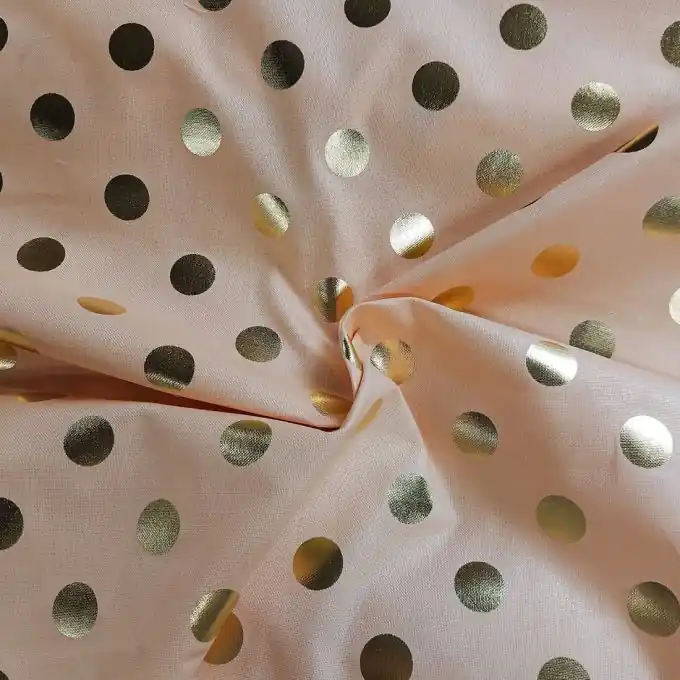 Dicker Baumwollstoff Metallic Orange/Gold Punkte Jetzt Bestellen