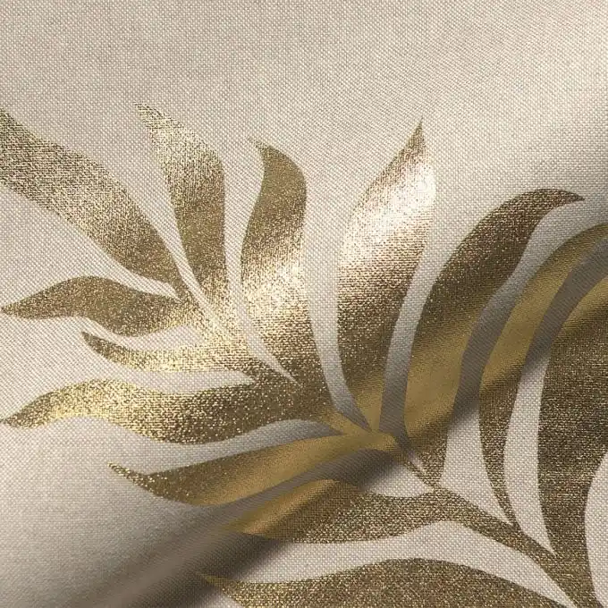 Markenware Dicker Baumwollstoff Blätter Gold