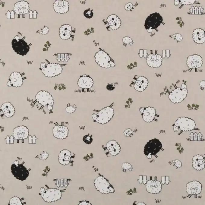 Dicker Baumwollstoff Schafe Schwarz Echt