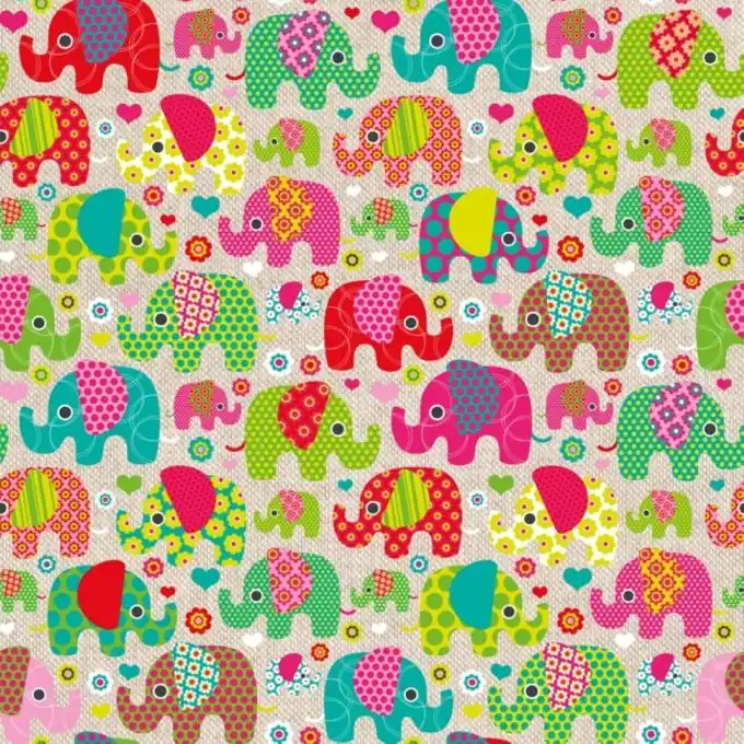Dicker Baumwollstoff Elefanten Bunt Meistverkauft