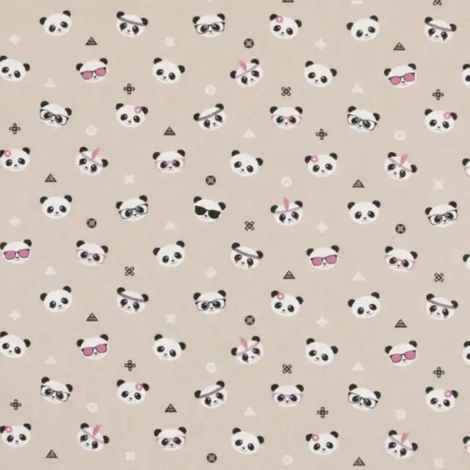 Zertifiziert Dicker Baumwollstoff Pandaköpfe