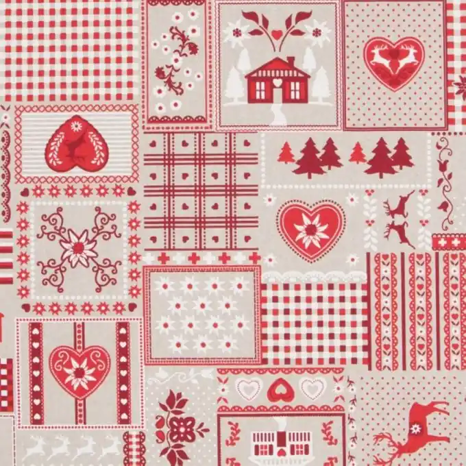 Dicker Baumwollstoff Patchwork Rot Im Trend