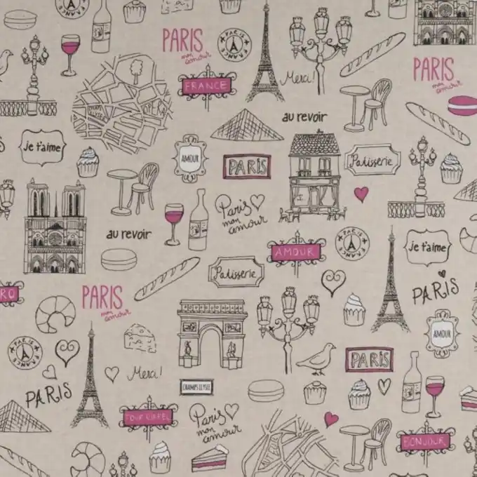 Dicker Baumwollstoff l’amour à Paris Kracherpreis